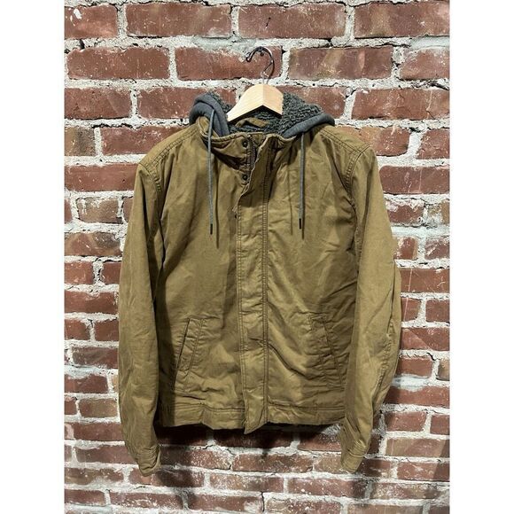 American Eagle Mens Brown Canvas Full Zip Hooded Jacket Size Small - Picture 1 of 3